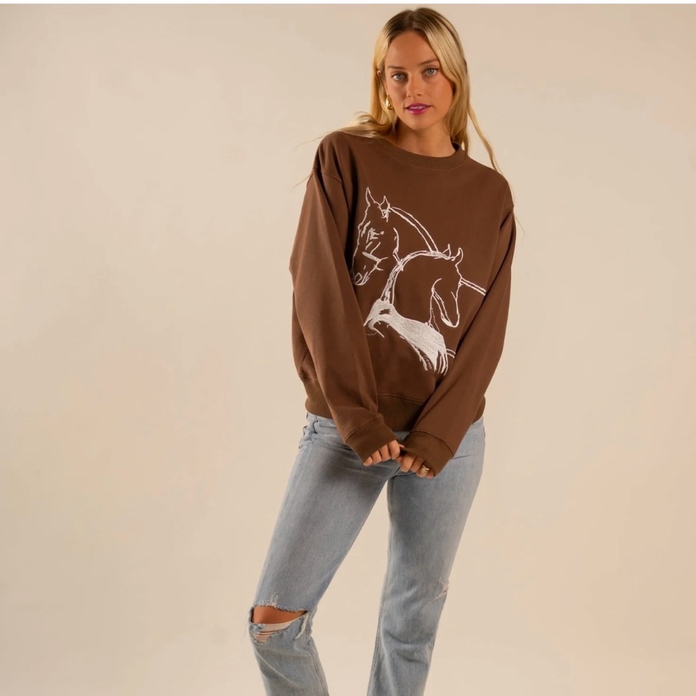 Care Tucker Brown Horse Sweater